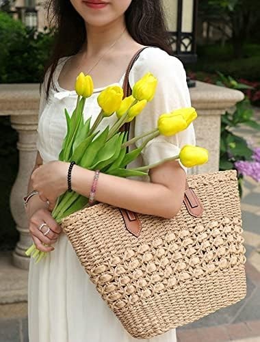 Large Women’s Straw Rattan Woven Shoulder Tote Beach Summer Travel Bag