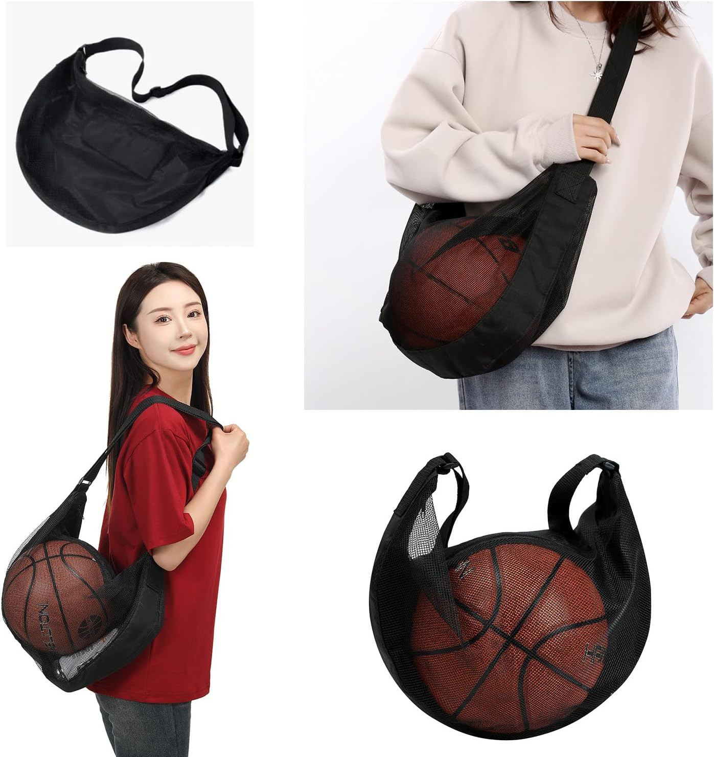 Single Ball Bag Zipper Crossbody Sling Bag with Adjustable Shoulder Strap Cro…