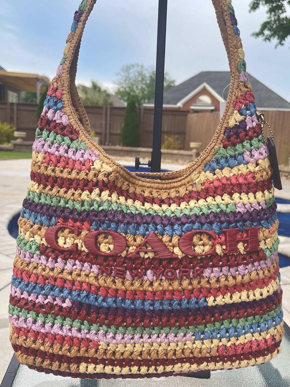 Coach Brooklyn 34 Multi Straw Shoulder Bag Woven Hobo Original Packaging NWT