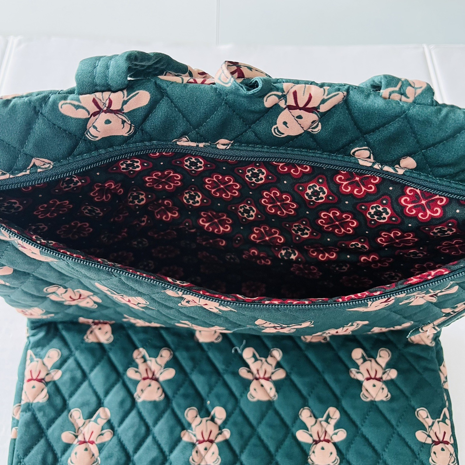 Vera Bradley Tie Travel Organizer Bag Teddy Bears Bear Mosaic NWT