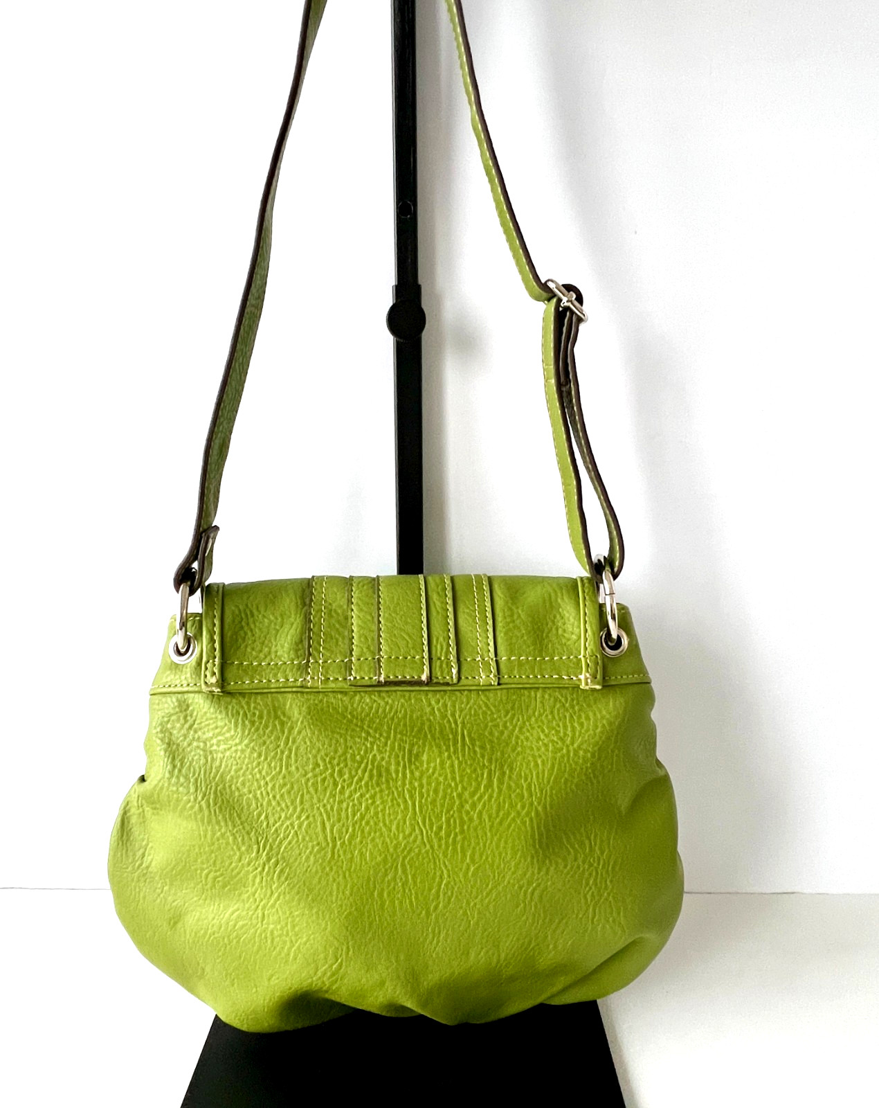 Emilie M Olive Green Simulated Leather Shoulder or Crossbody Bag, EC