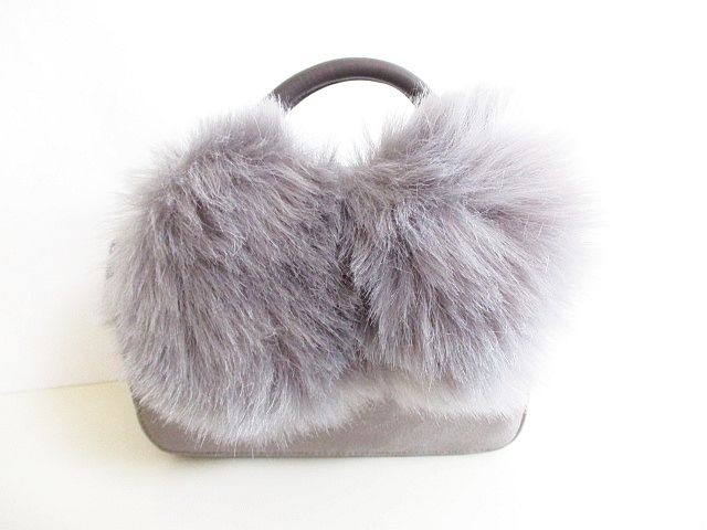 Nouer Gray Leather Shoulder Bag Unused S Status 14.5cm/5.7″
