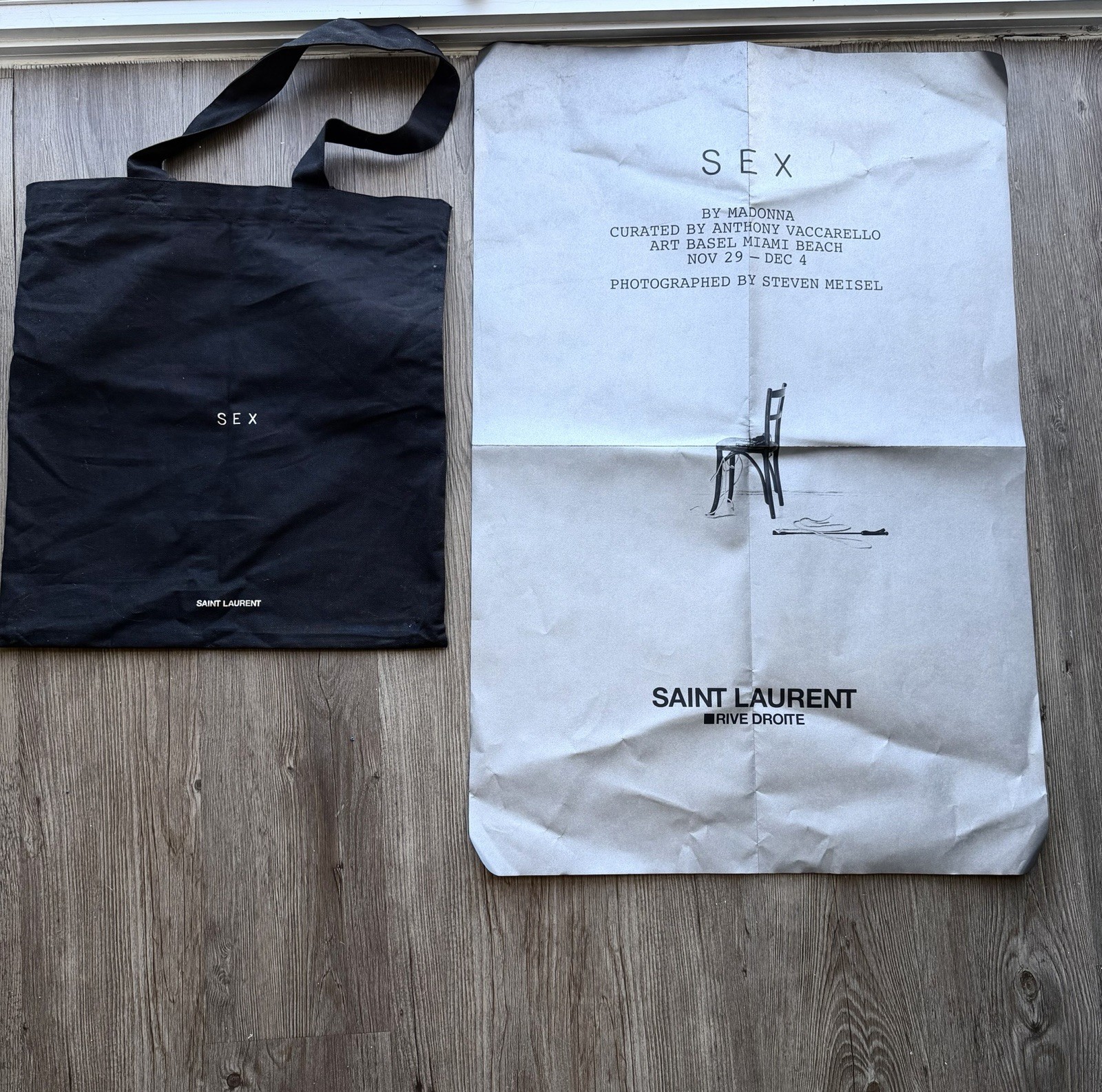 MADONNA SAINT LAURENT SEX BOOK PROMO TOTE BAG & POSTER ART BASEL 2022 EROTICA LP