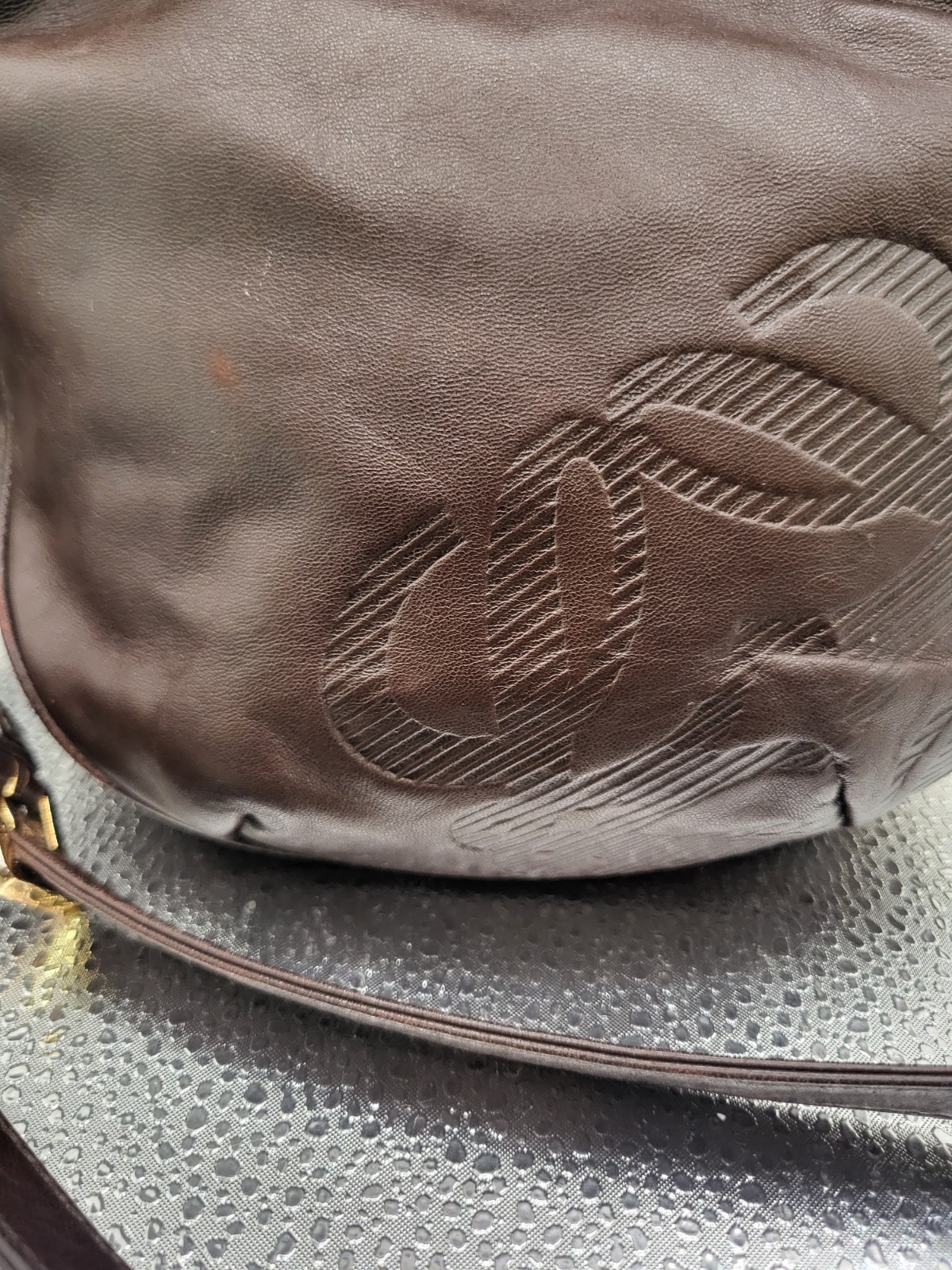 RARE Vtg Authentic Loewe Anagram Logo Brown Nappa Leather Crossbody Handbag
