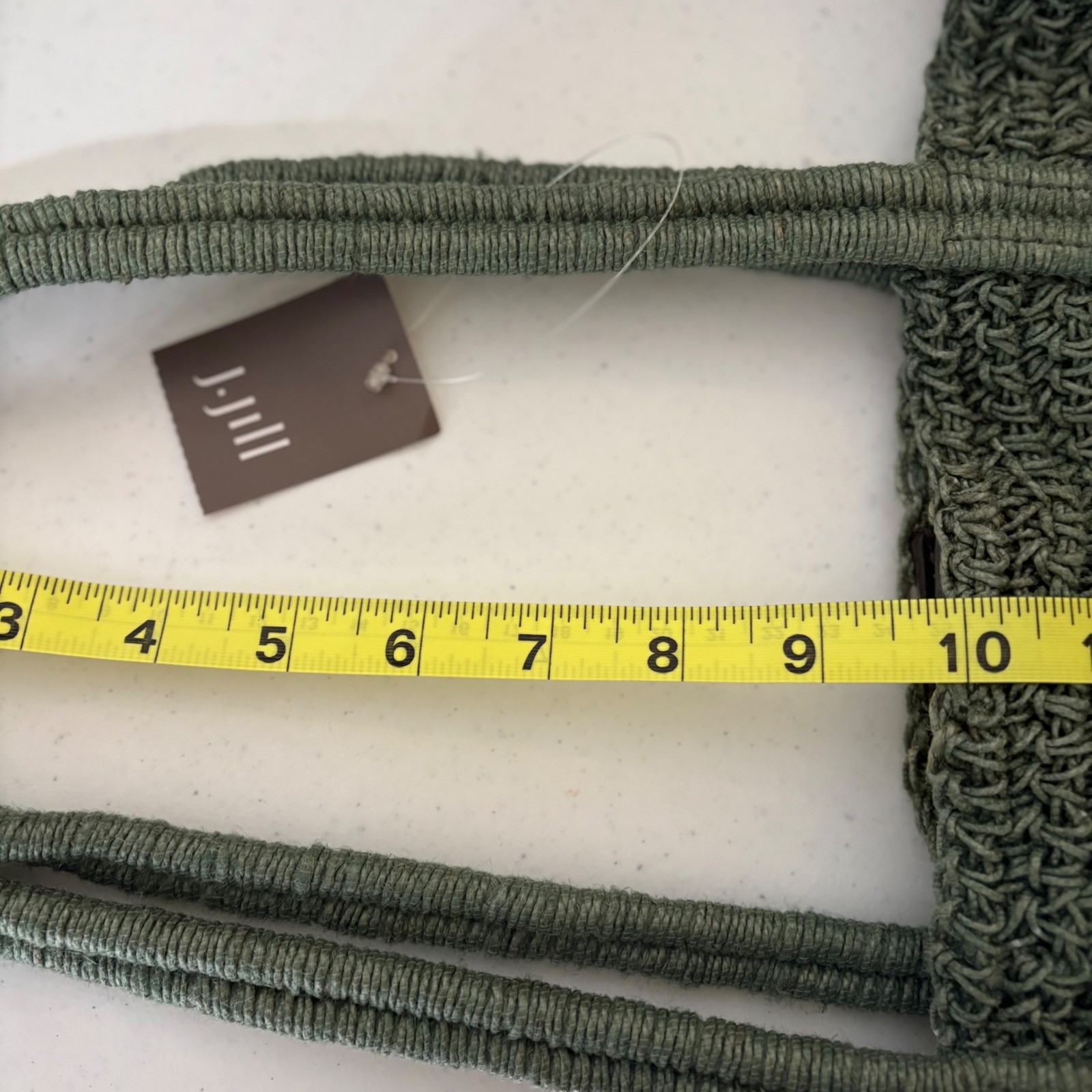 J. Jill Crochet Woven Tote Bag New Sage Open Knit Shoulder Bag Market Beach