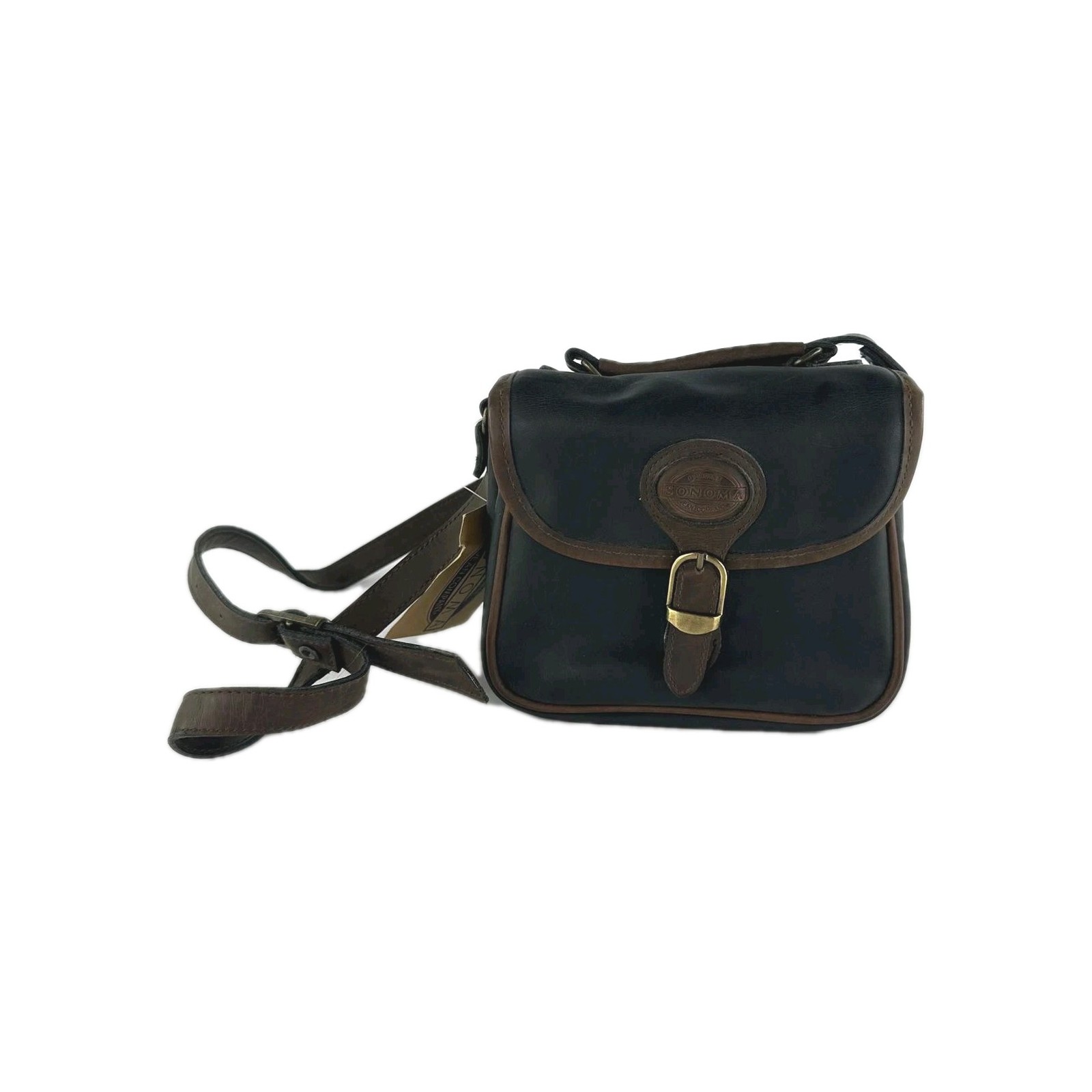 Vintage Sonoma Leather Crossbody Bags Y2K Small Black/brown Purse Buckle Bag