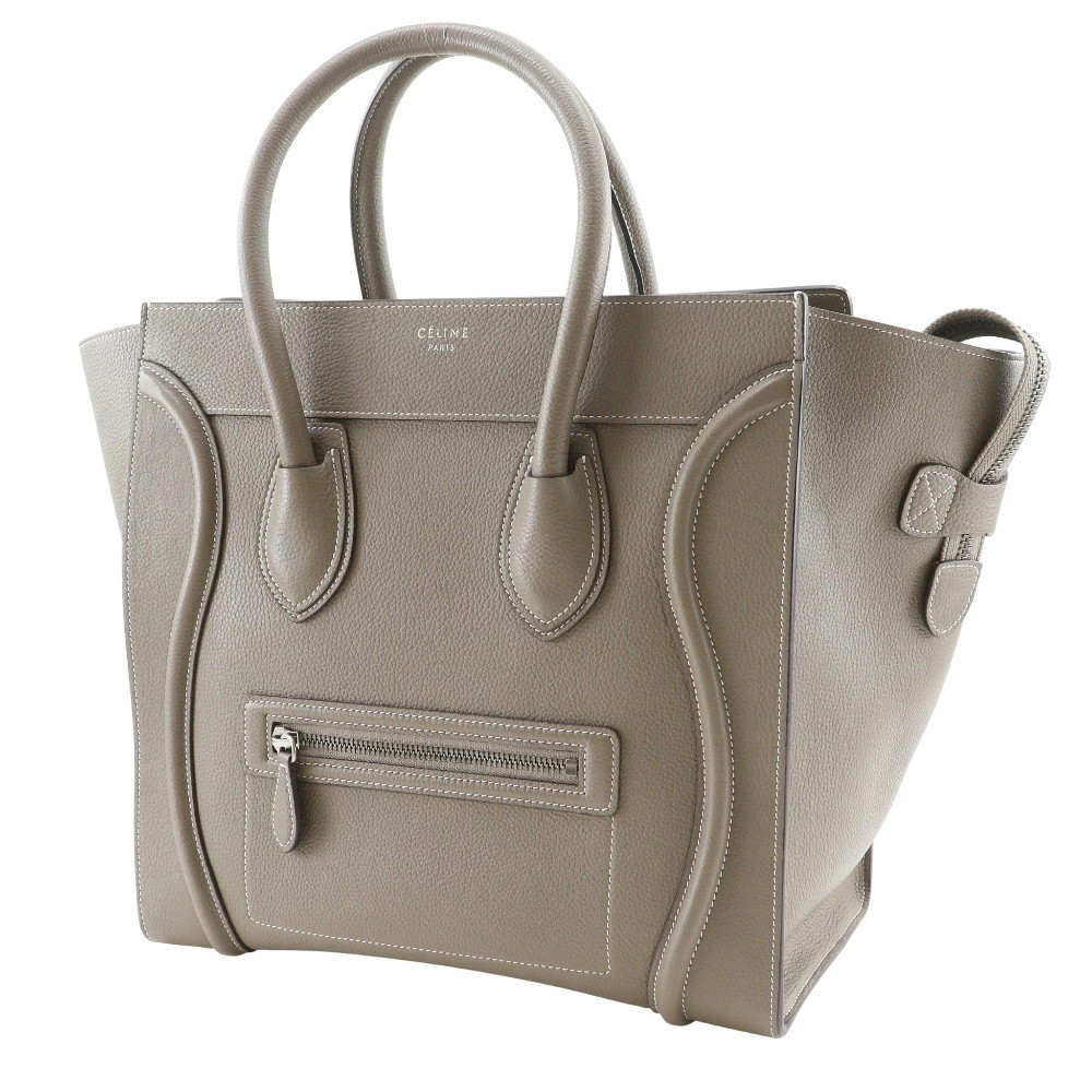 CELINE Luggage Mini Shopper 165213DRU.09SO Handbag Calfskin Gray Women’s #NB1155
