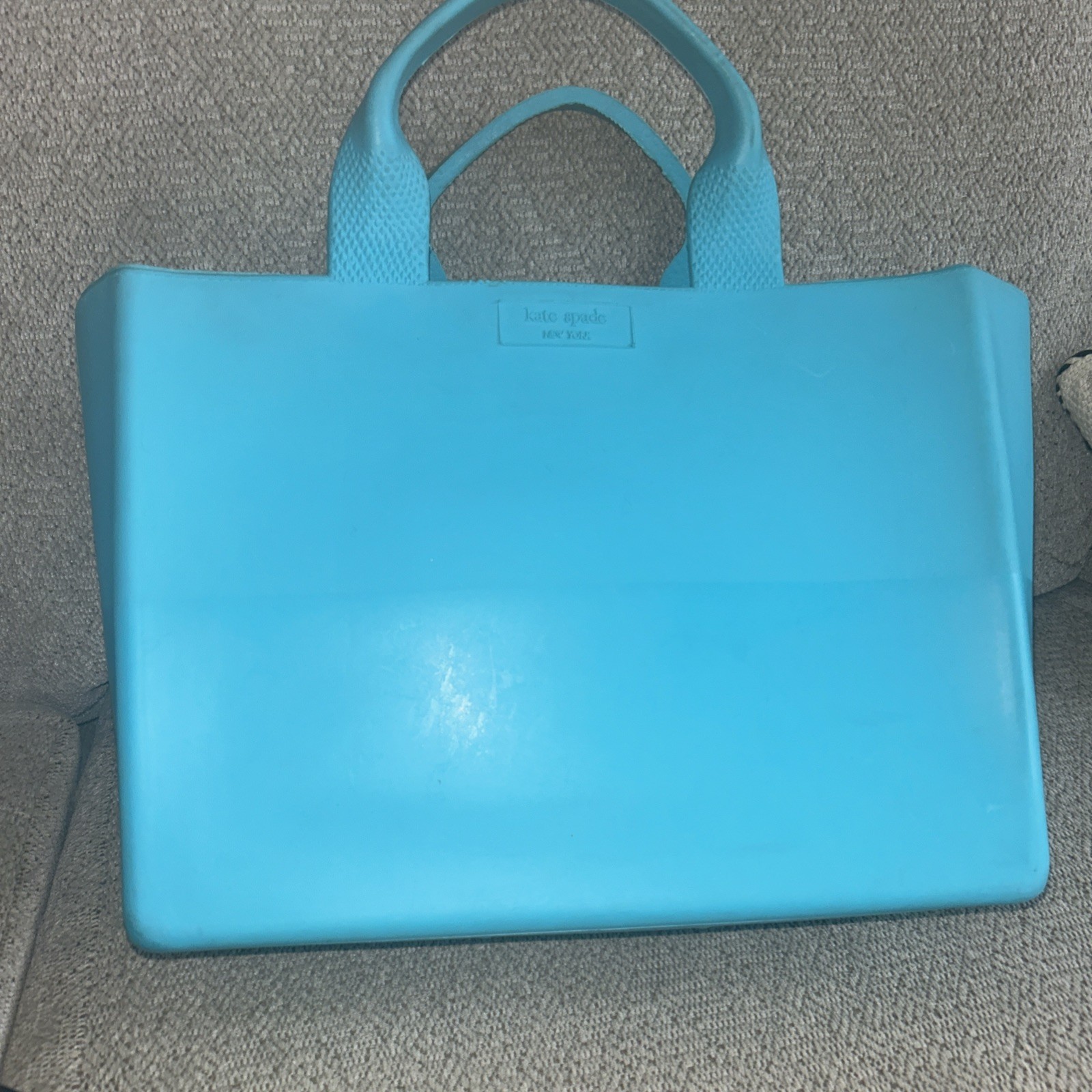 Vintage Kate Spade New York Teal Rubber Purse Made In Italy Beach Tote