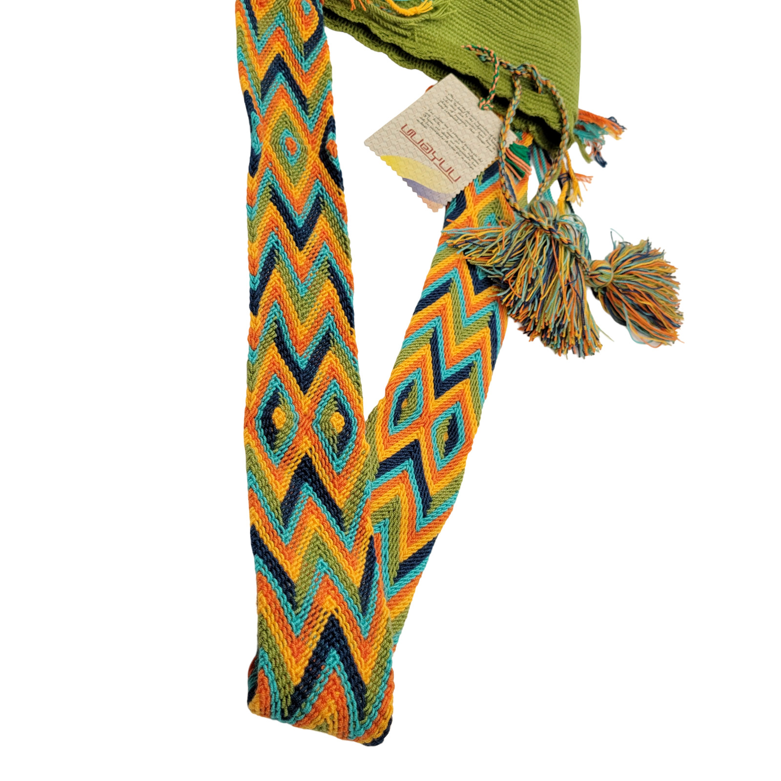 NWT 🔥 Colombian Large Handmade Wayuu Mochila Bag Solid Casual Top Quality LIME
