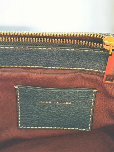 Marc Jacobs M0012669 Pebbled Leather Tote Bag Navy Gold Hardware Large Shopper