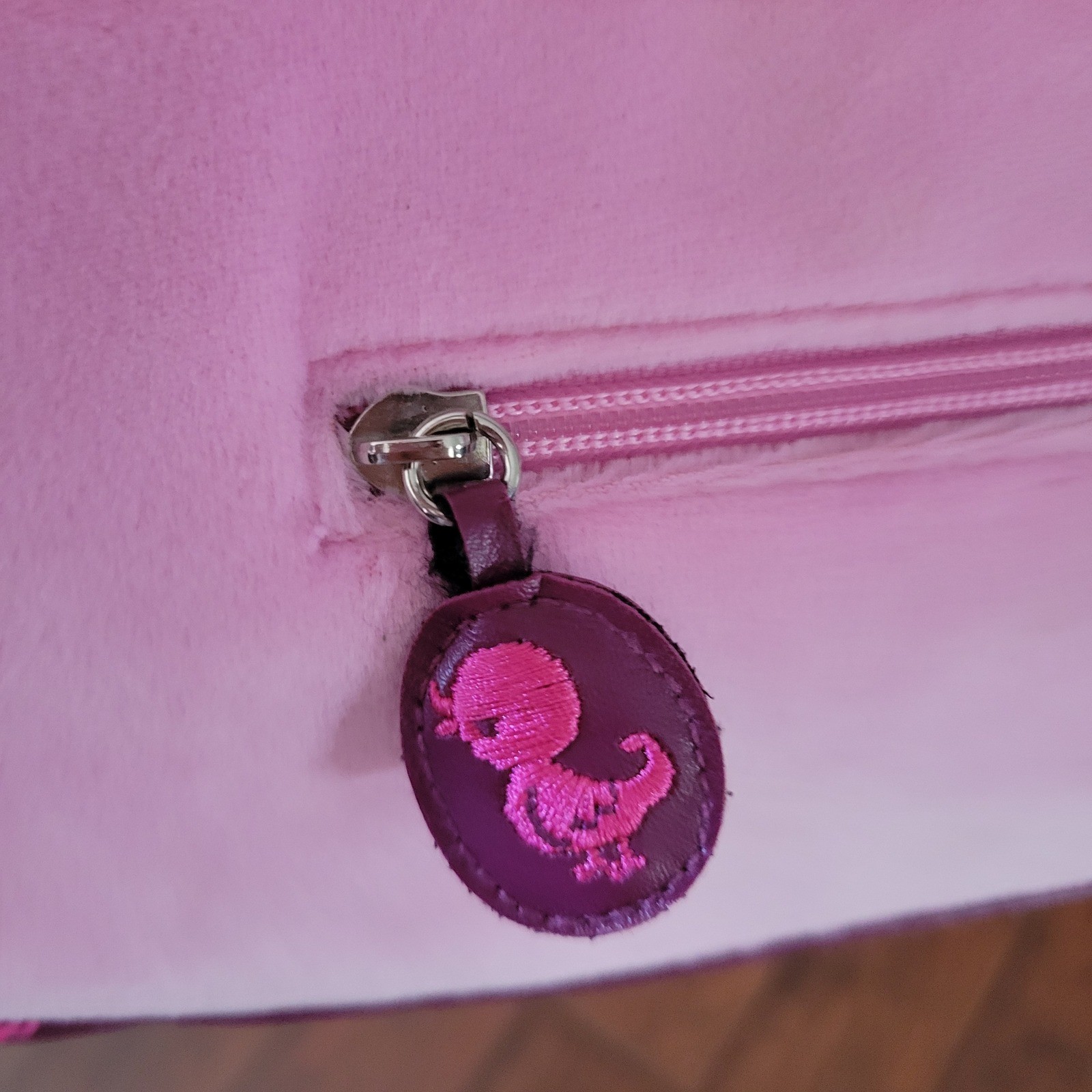 2006 Hello Kitty Pink Velour Shoulder Bag Plum Trim Rose Embroidery Y2K Sanrio