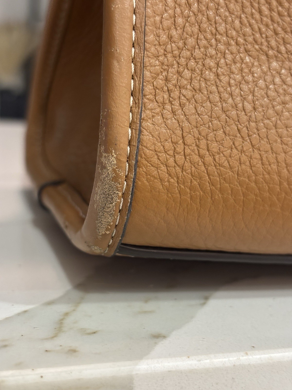 Coach Smith Tote Bag J2477-CU996 Tan With Burgundy Handles