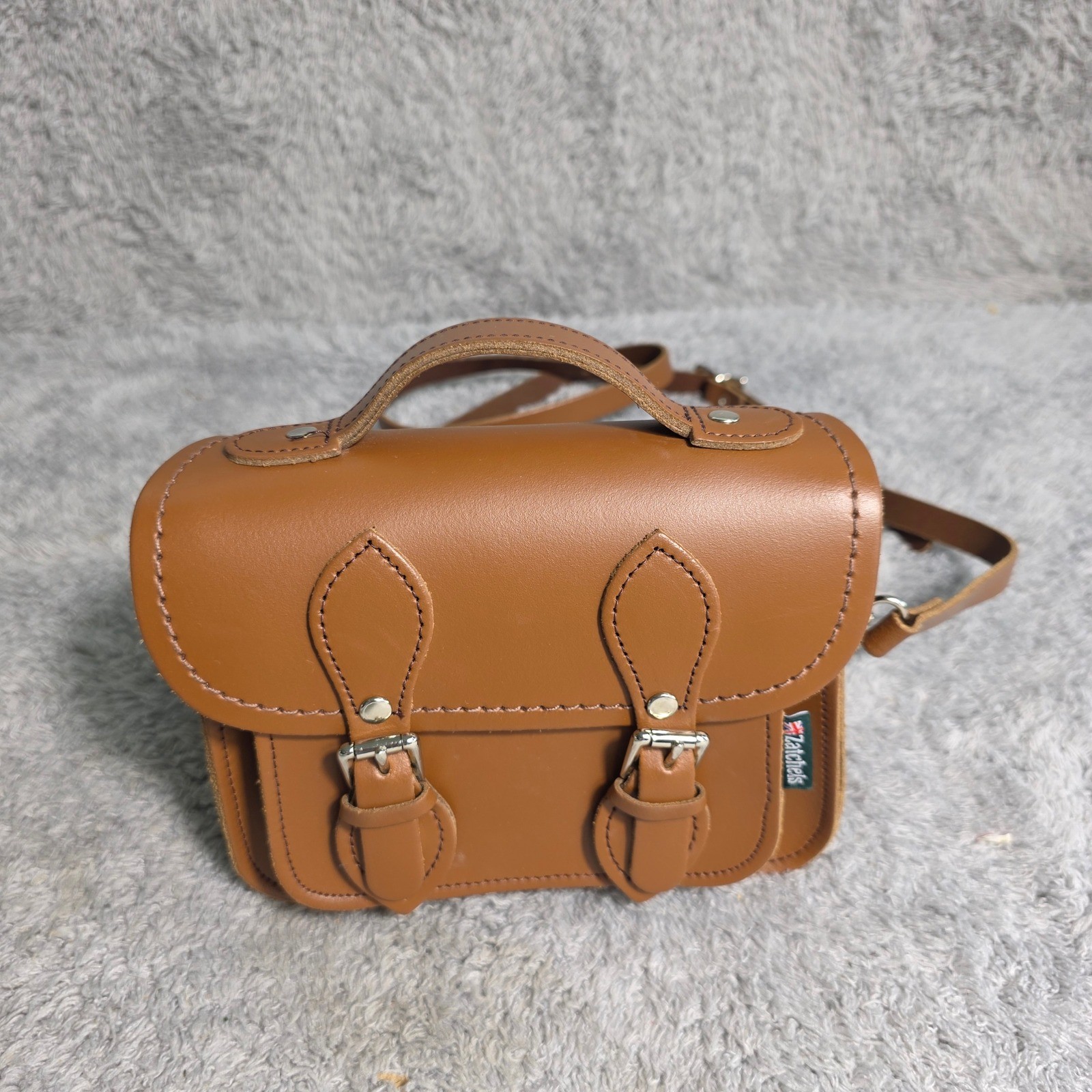 Zatchels Micro Satchel Bag Brown Leather Crossbody Handmade UK NEW