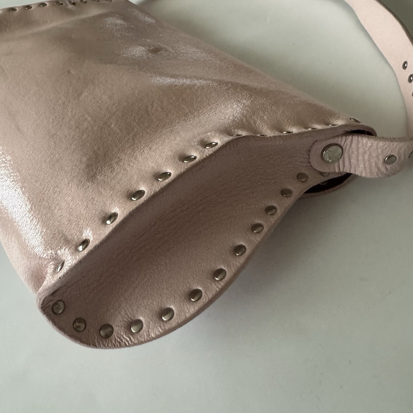 Celine Triomphe Poulbot Vintage Italy Designer ShoulderBag Pink Studded