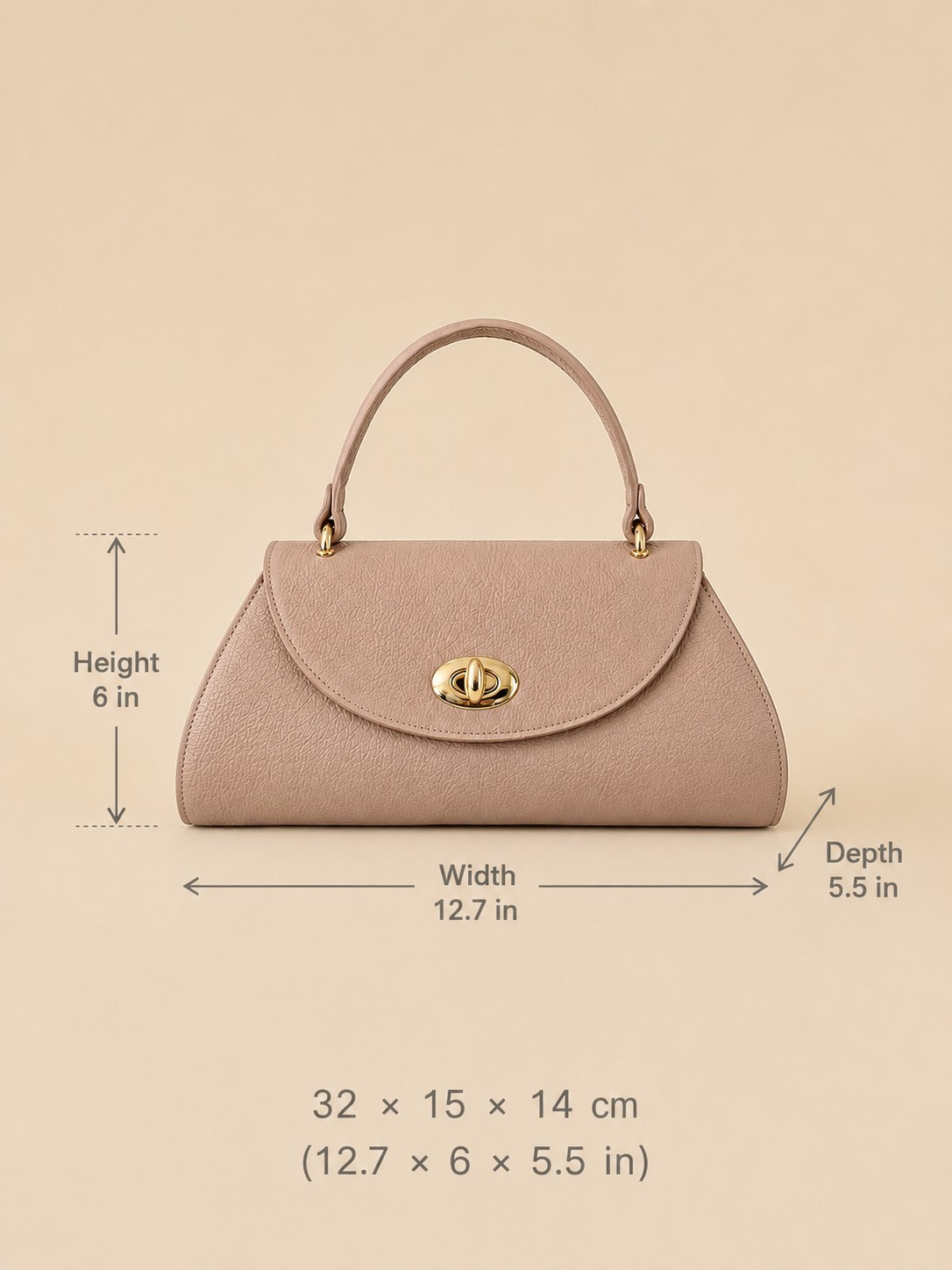 Beige Leather Shoulder Bag, Genuine Italian Leather Handbag