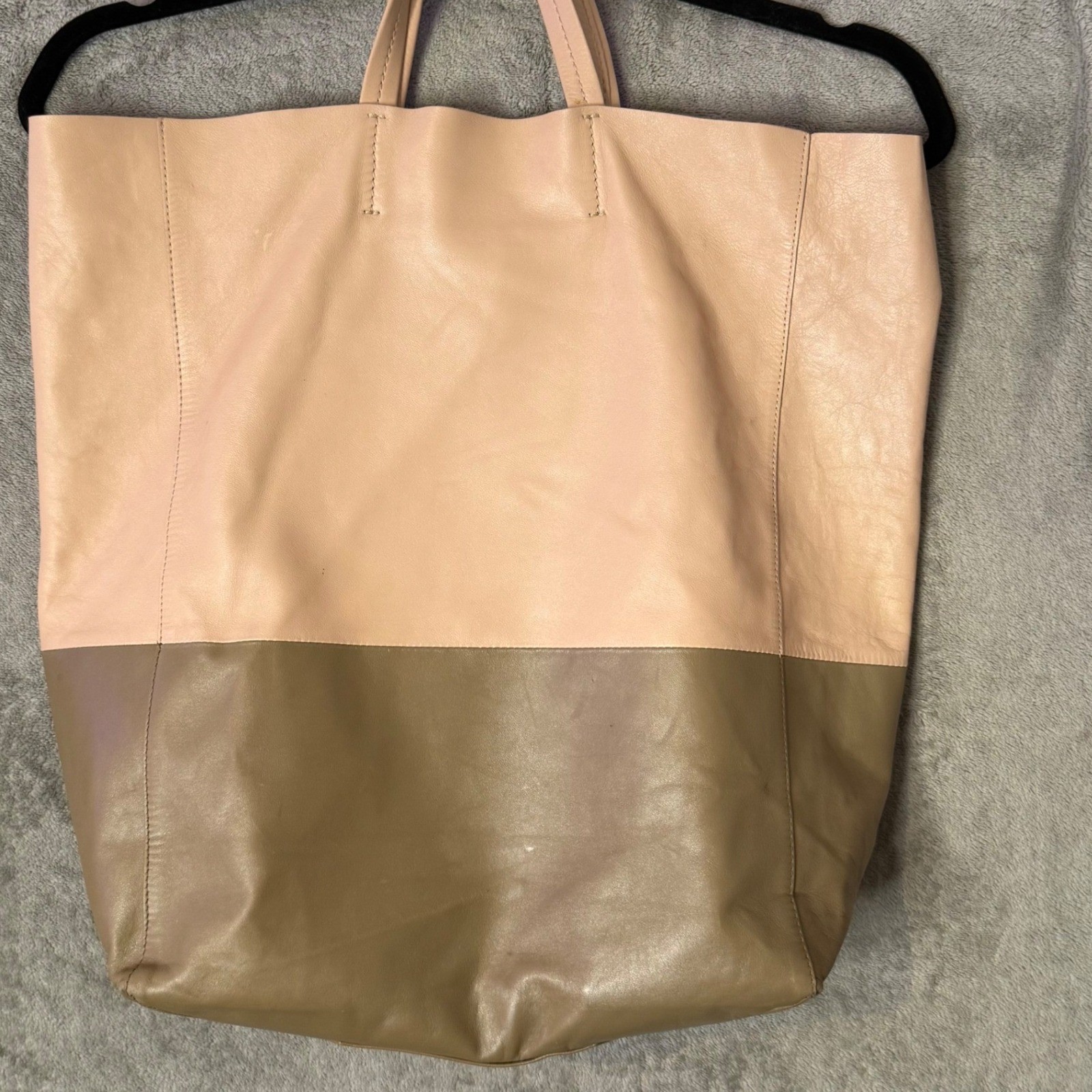 Celine Horizontal Bi Color Cabas Tote Bag Minimalist Quiet Luxury Neutral Purse
