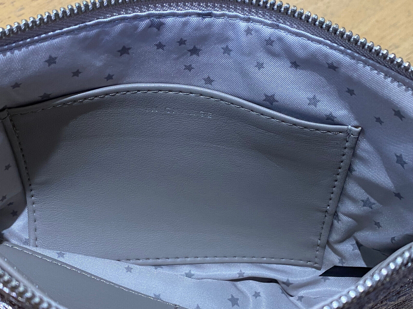 STELLA & DOT In Charge Pouch Bag Clutch Zipper Textured Pewter – NEW – 8.5″