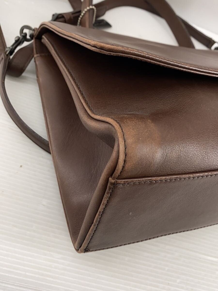 COACH Brown Leather Vintage Handbag Double Handle 1037 9185 Women 27.5cm