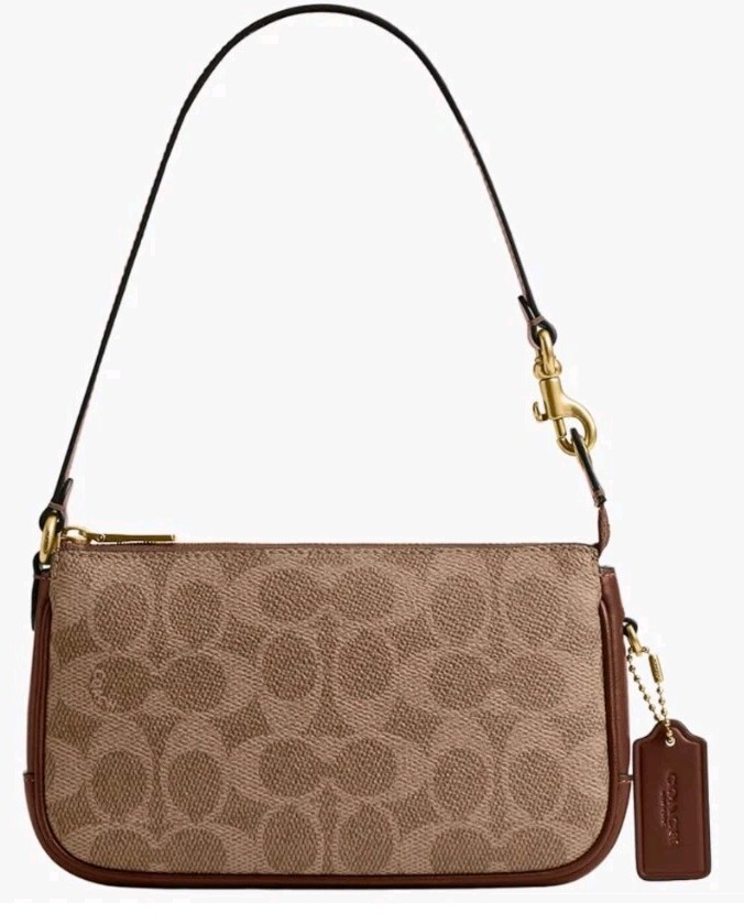 Coach Plaza Bag 18 In Signature Canvas. Color – Brass/Maple. Brand New
