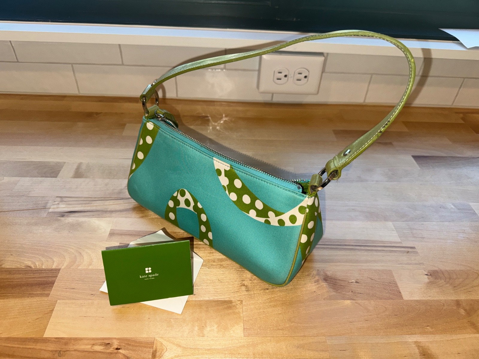 Kate Spade small purse / shoulder bag Green & Turquiose with tag insert