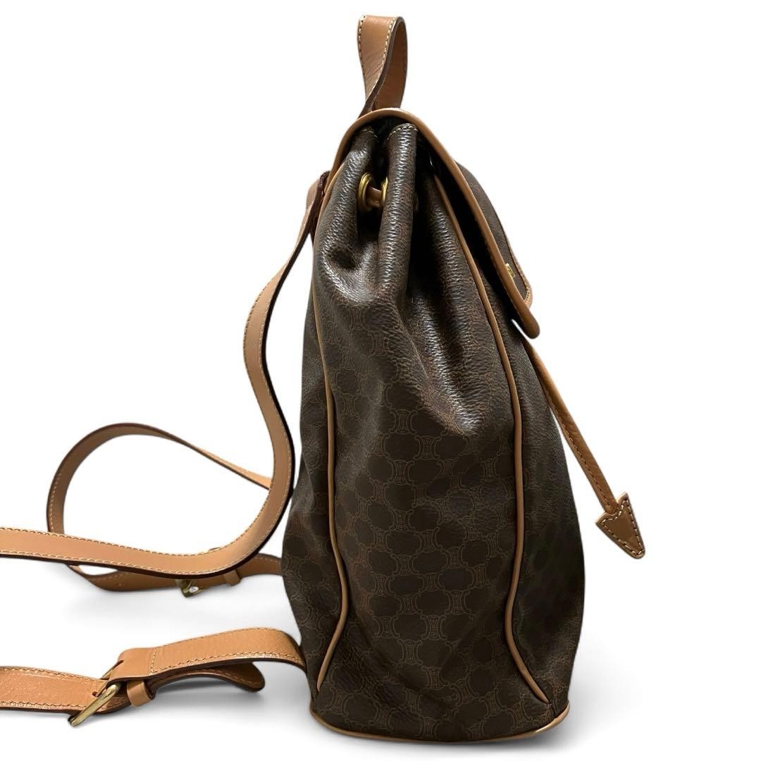 CELINE Gancini Macadam Brown PVC Leather Backpack Women Authentic Bag