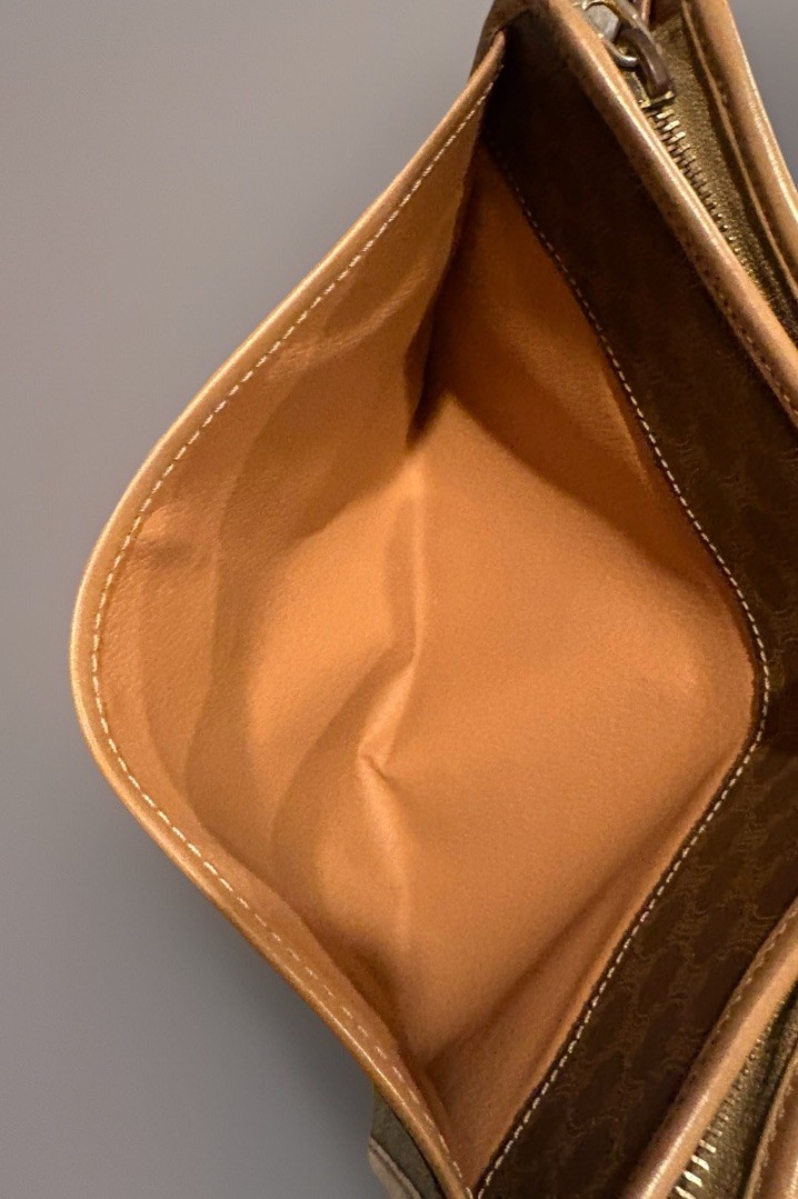 VTG Celine Macadam Monogram PVC Canvas Leather Large Pouch Clutch Crossbody Bag
