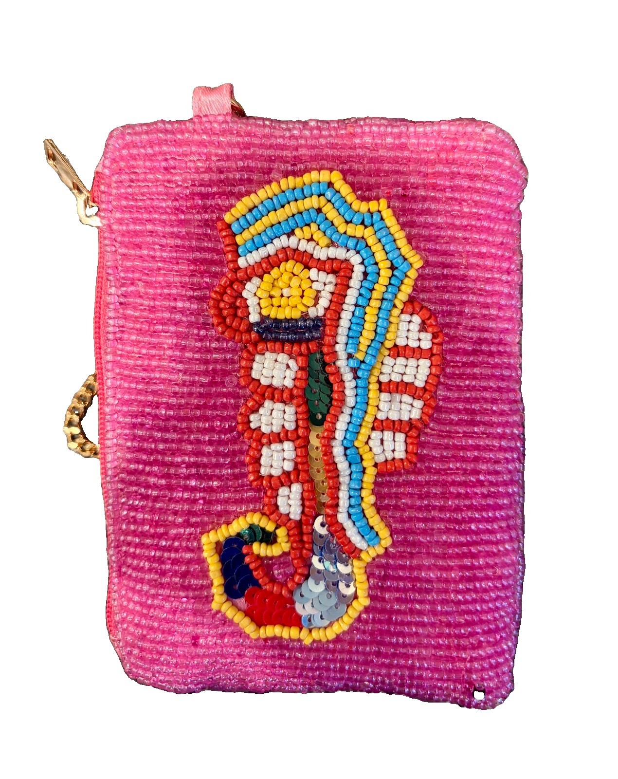 Made In India Beaded Seahorse Coin Purse NEW