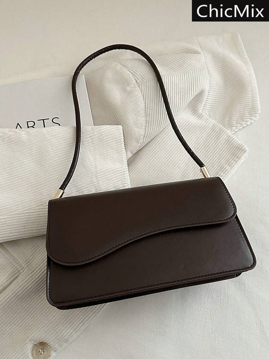 Vintage Square Shoulder Bag Flap Top Handle Small Minimalist Crossbody