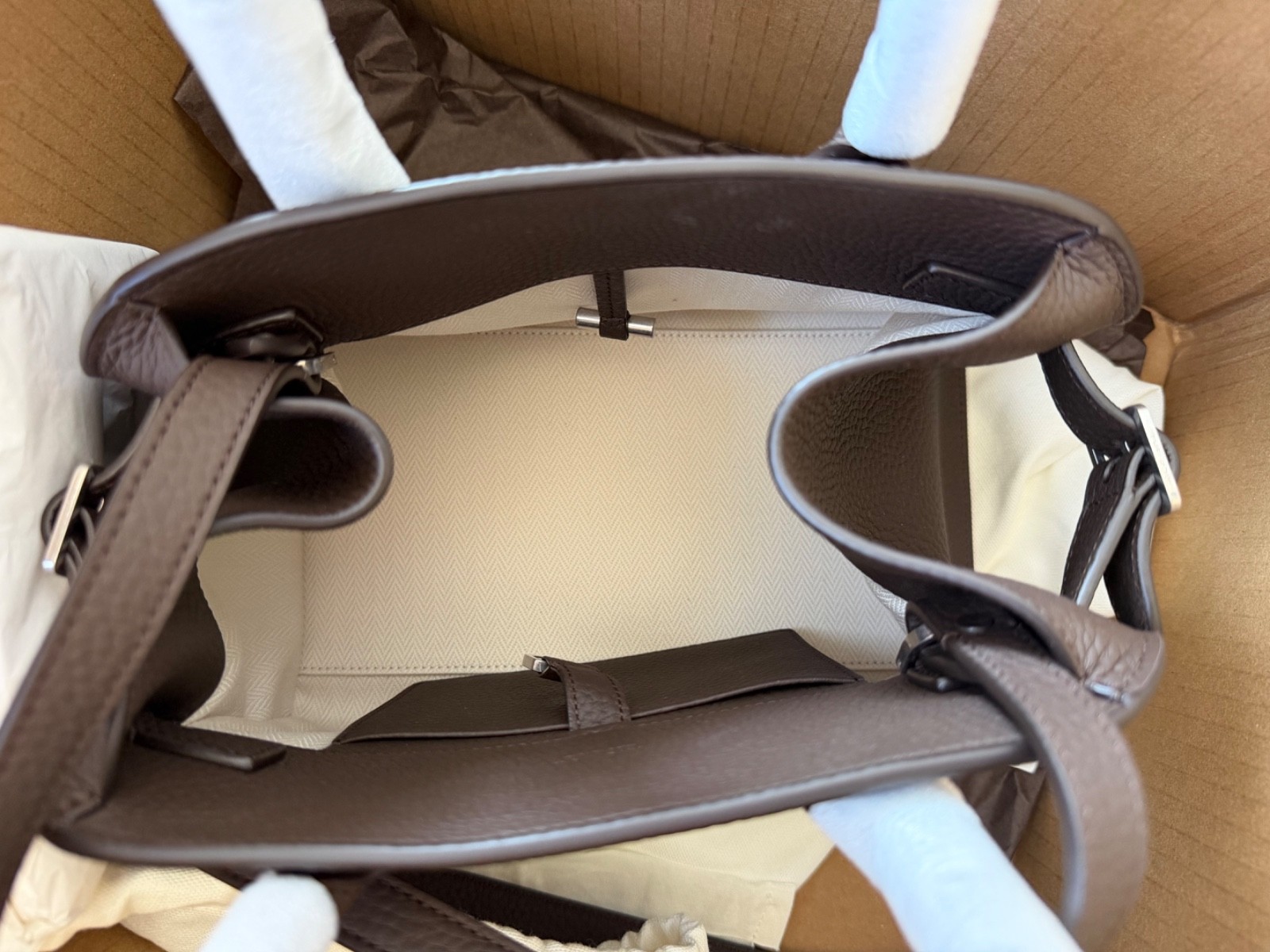 The Row Soft Margaux 10 Deep Brown Calfskin (comes with original packaging)
