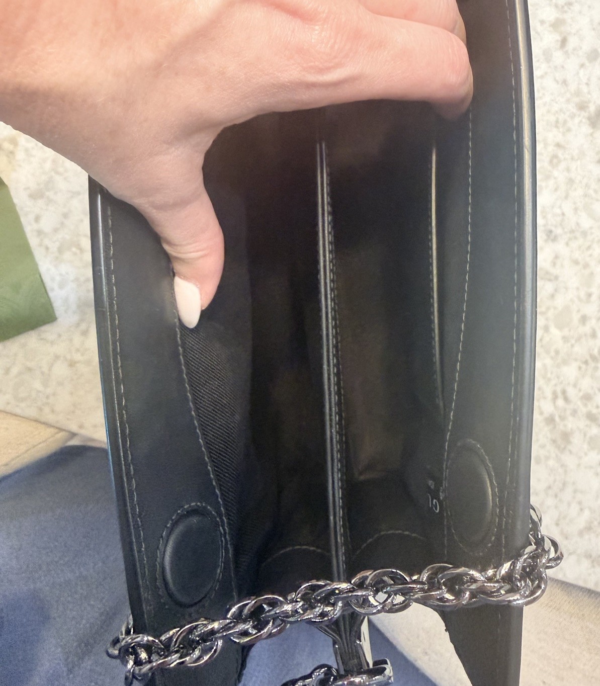 Gucci Black GG Small Shoulder Bag Silver Chain Strap Magnetic Closure