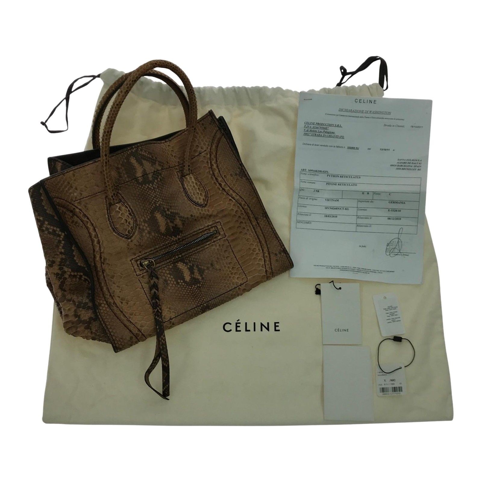 CELINE Luggage Phantom Hand Tote Bag Leather Brown Authentic M03763