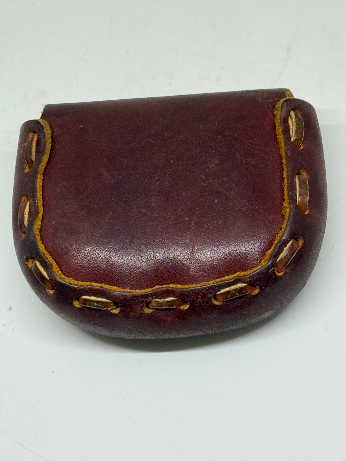 Hand Made Genuine Leather Coin Purse with Snap Closure Hand Stitched 3.75″x3.25″