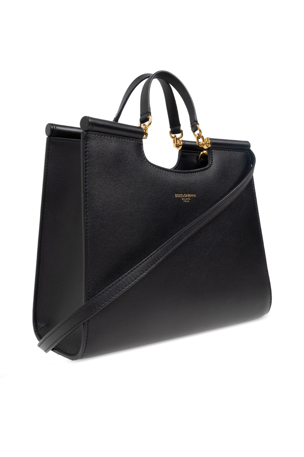 DOLCE&GABBANA Sicily Black Leather Top Handle Bag New & Authentic