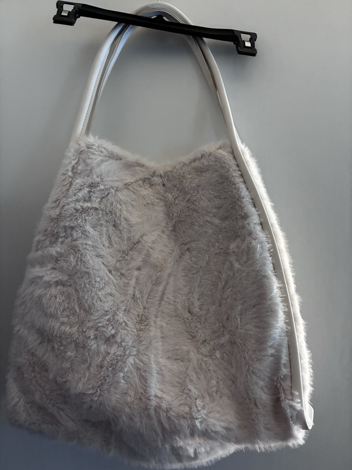 Victoria’s Secret Gray Shoulder Bag White Strap Snap Closure Lined Pockets