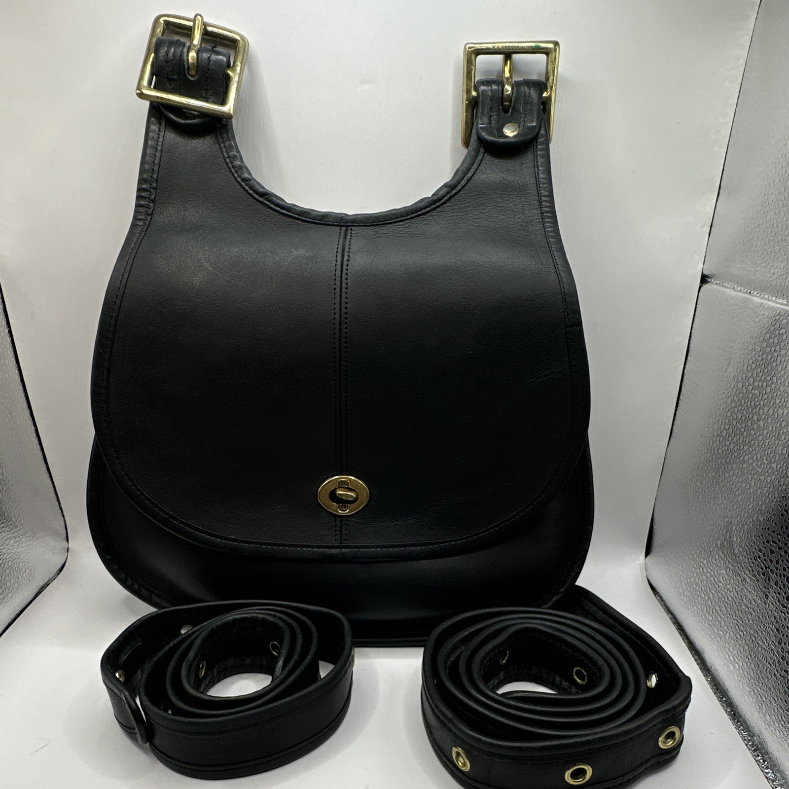 Coach Vintage Bonnie Cashin Crescent Saddle Bag Nyc Leather 9235 Black