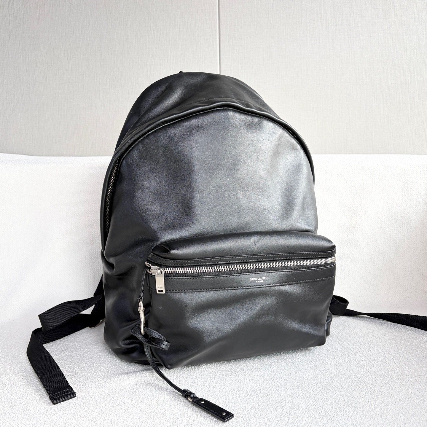 AUTHENTIC SAINT LAURENT YSL City Backpack Full Black Smooth Calfskin Preowned