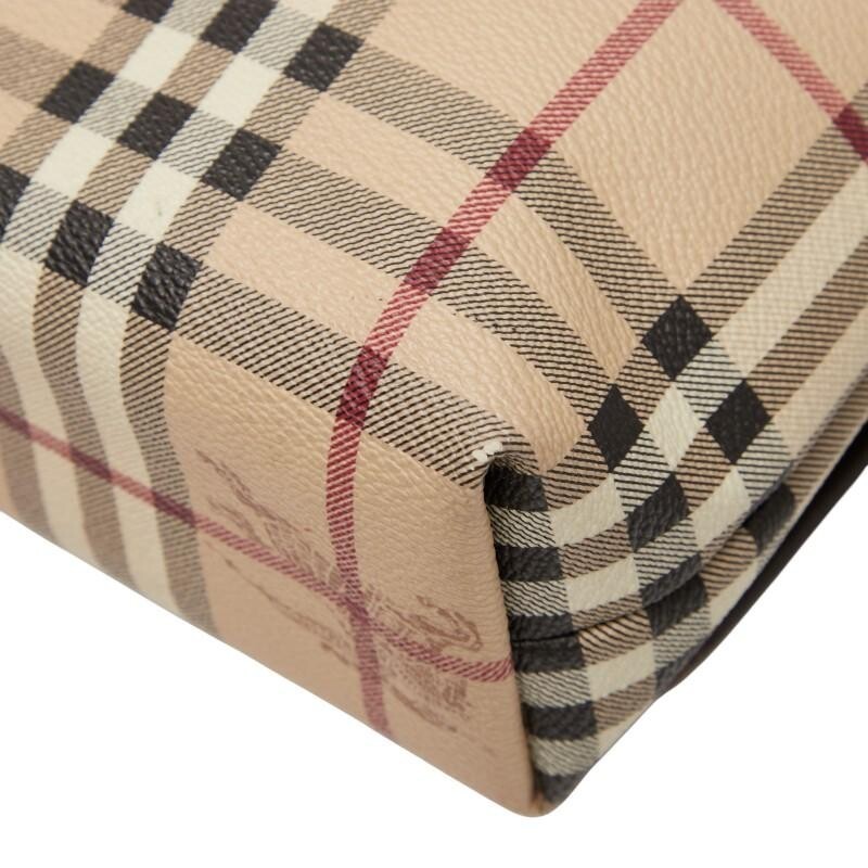 BURBERRY Nova Check Shadow Horse Shoulder Bag PVC Leather Beige Brown Womens