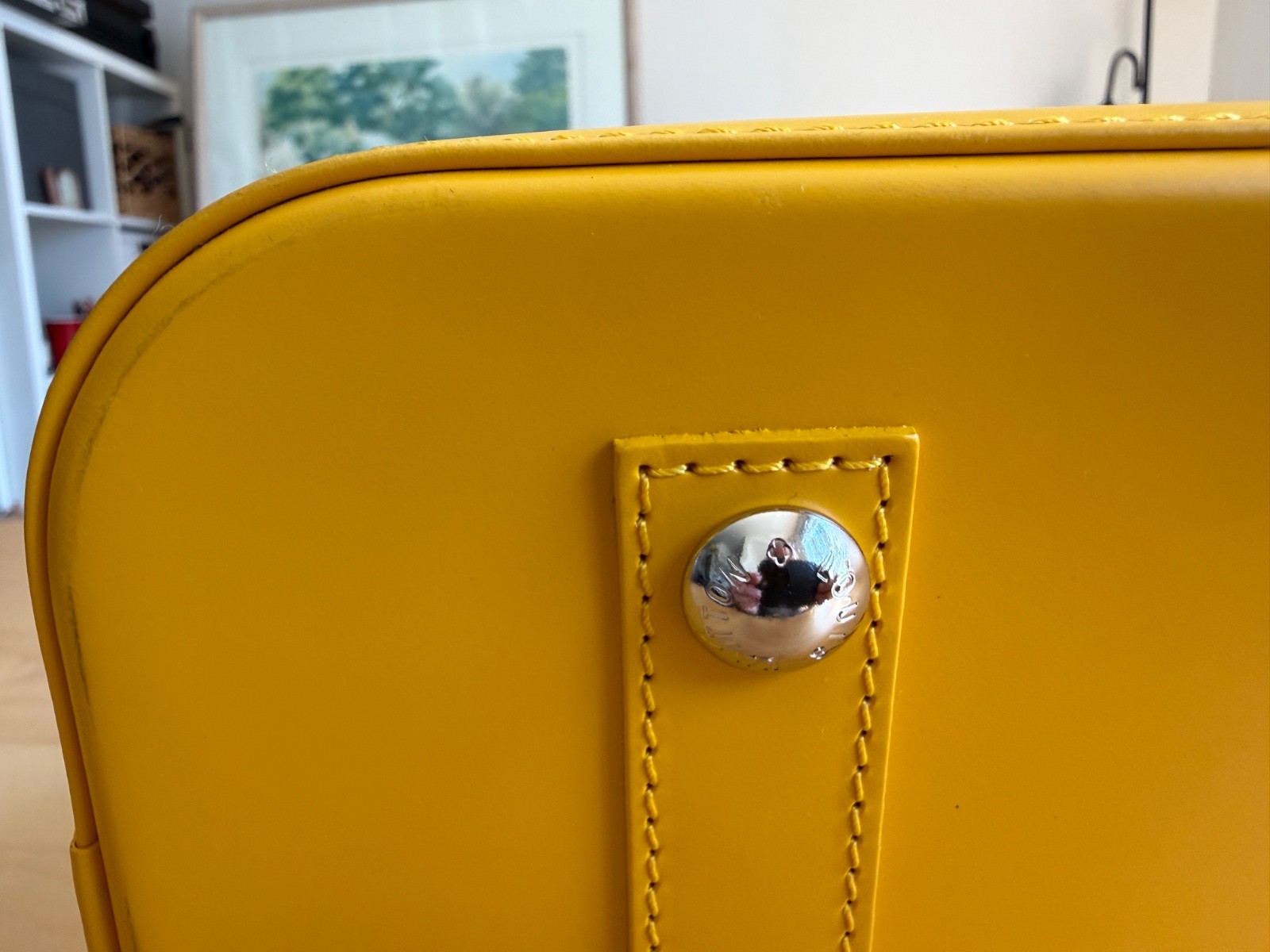 Louis Vuitton Alma PM Epi Leather Yellow Handbag Silver Hardware Lock Key