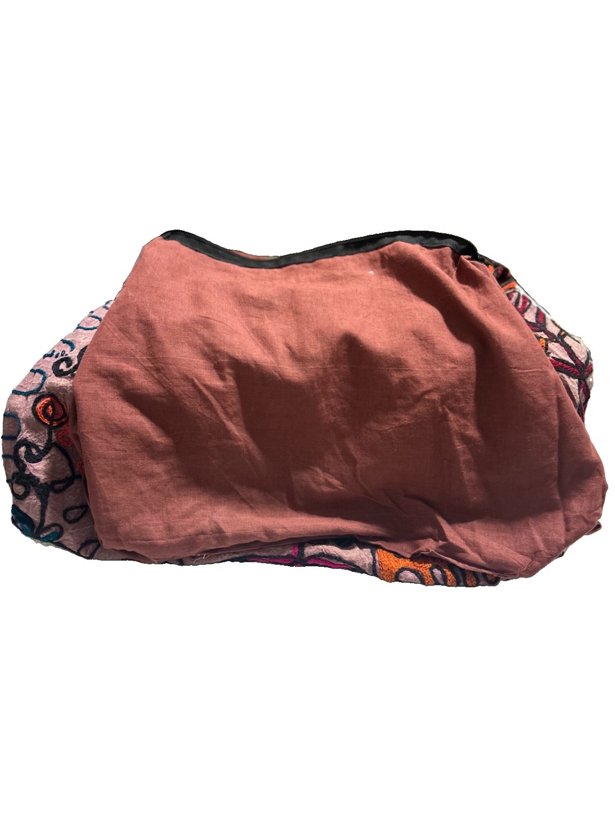 Handmade Indian Embroidered Boho Slouch Shoulder Bag Artisan Chain Stitch Cotton