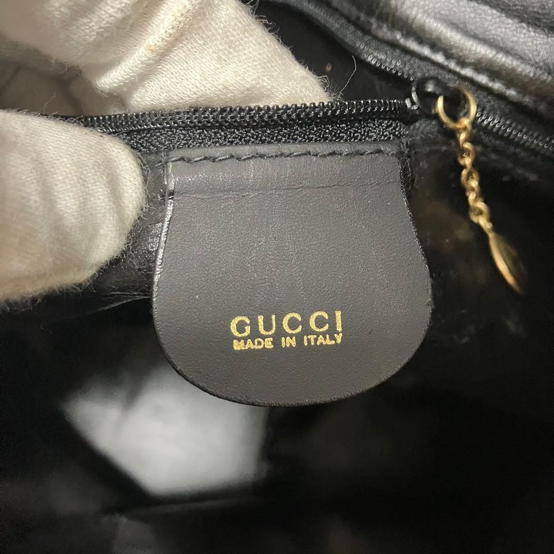 Excellent Condition GUCCI Bamboo Handbag Shoulder Suede Black