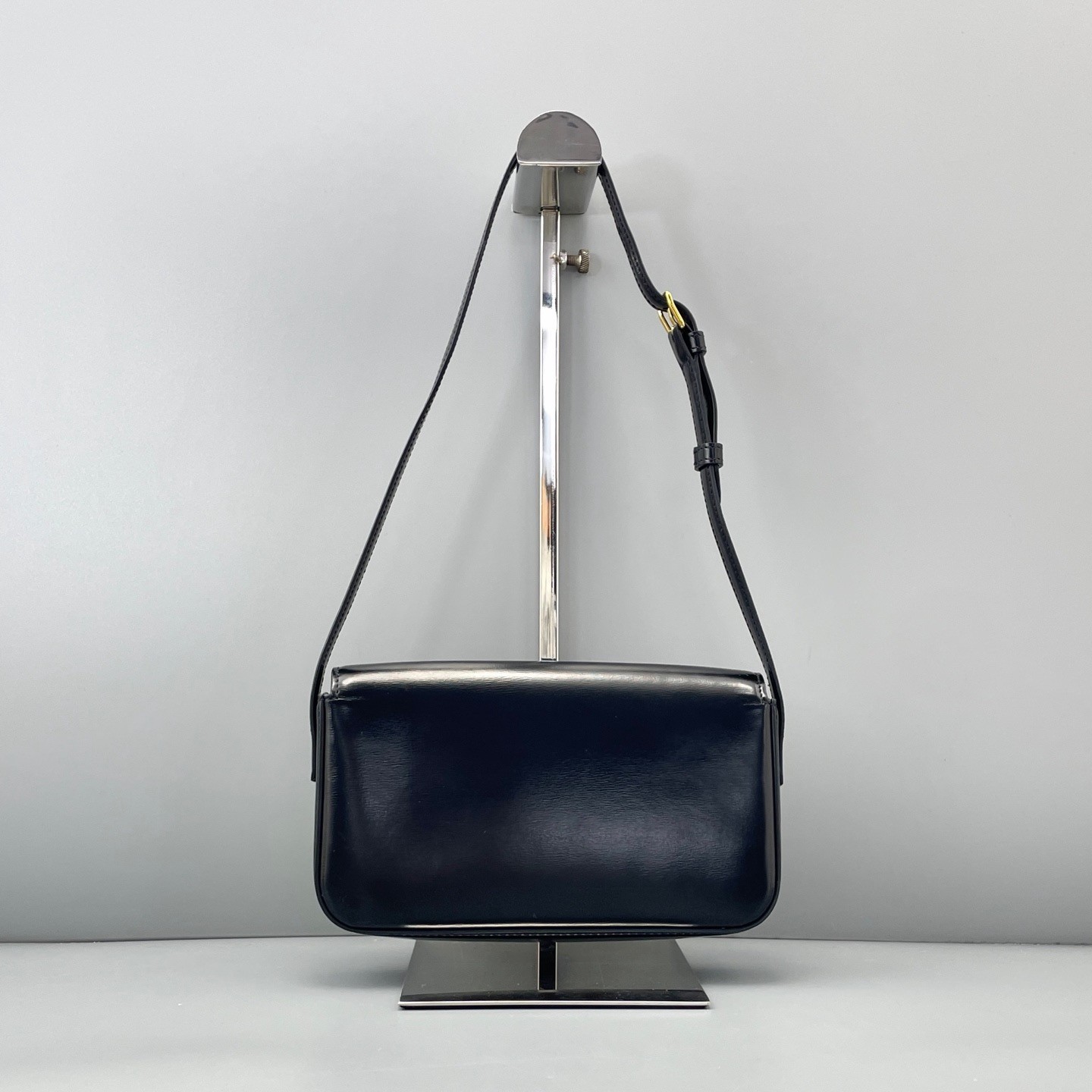 Celine Triomphe Mini Black Glossy Calfskin Underarm Shoulder Bag Duty Paid