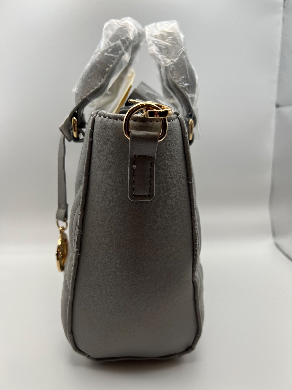 VALENTINO ORLANDI Monogram Quilter Tote in Light Grey with Strap NEW WITH TAGS
