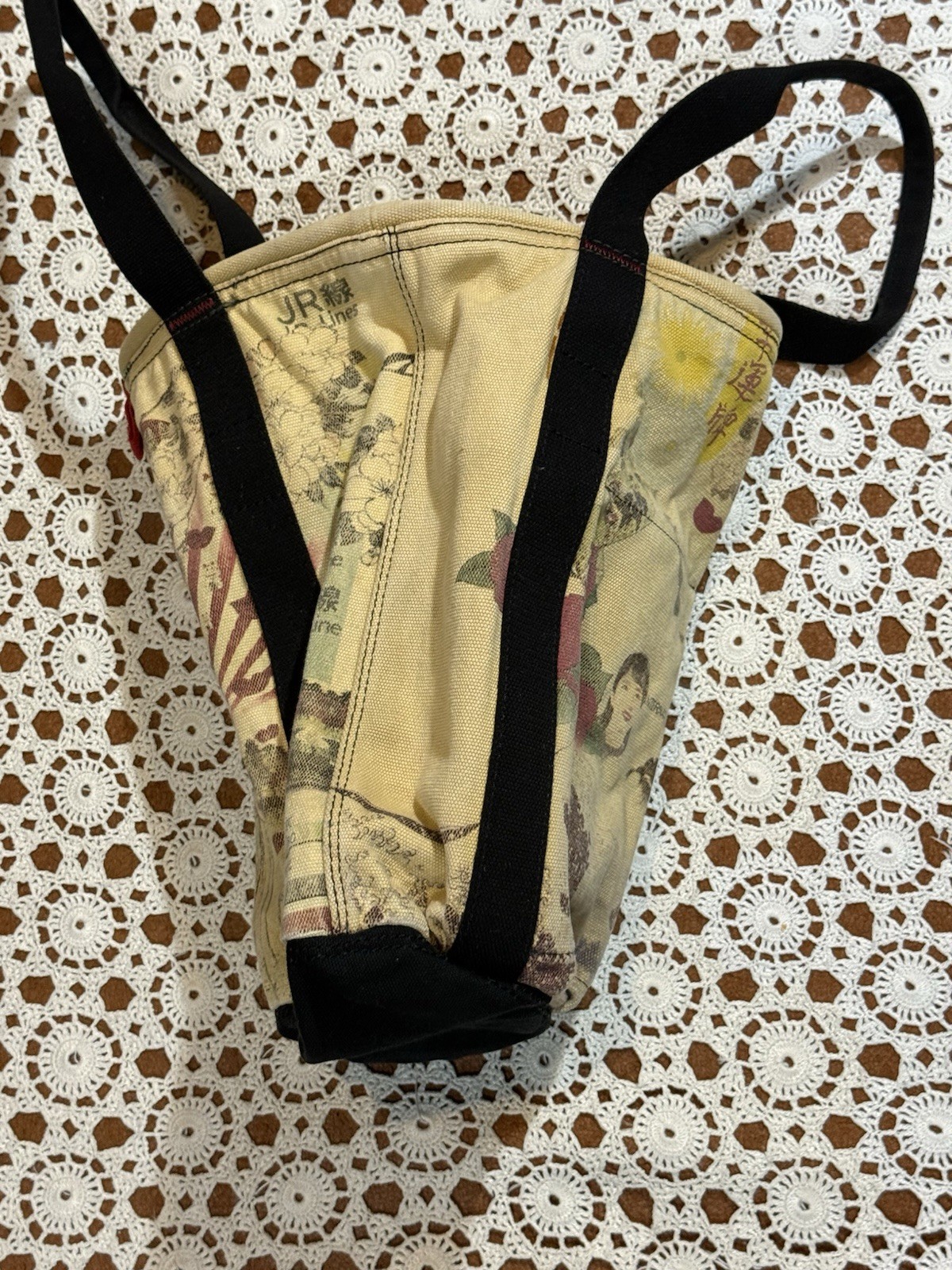 Lucky Brand Canvas Tote Bag Geisha Japanese Art Y2K Grunge Retro Funky