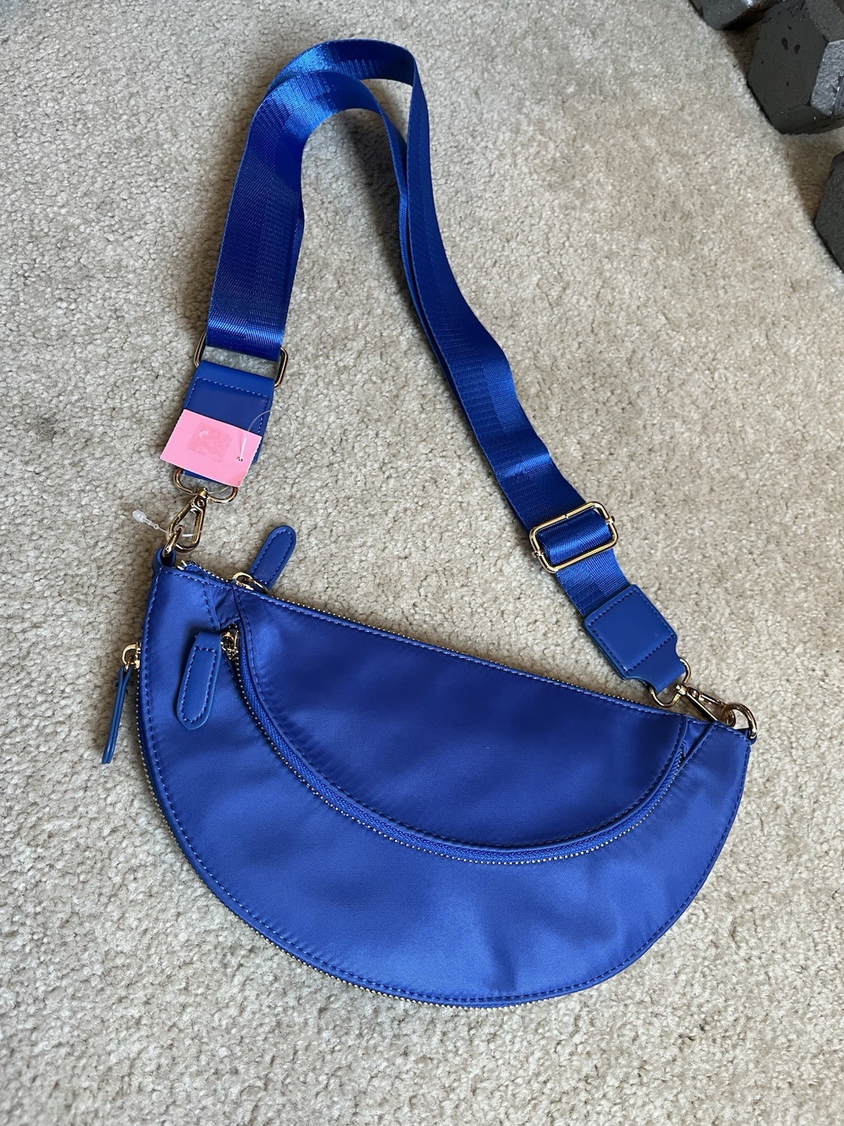 Chico’s Crossbody Bag Belt Bag- Bright Blue – NEW Half Moon Nylon