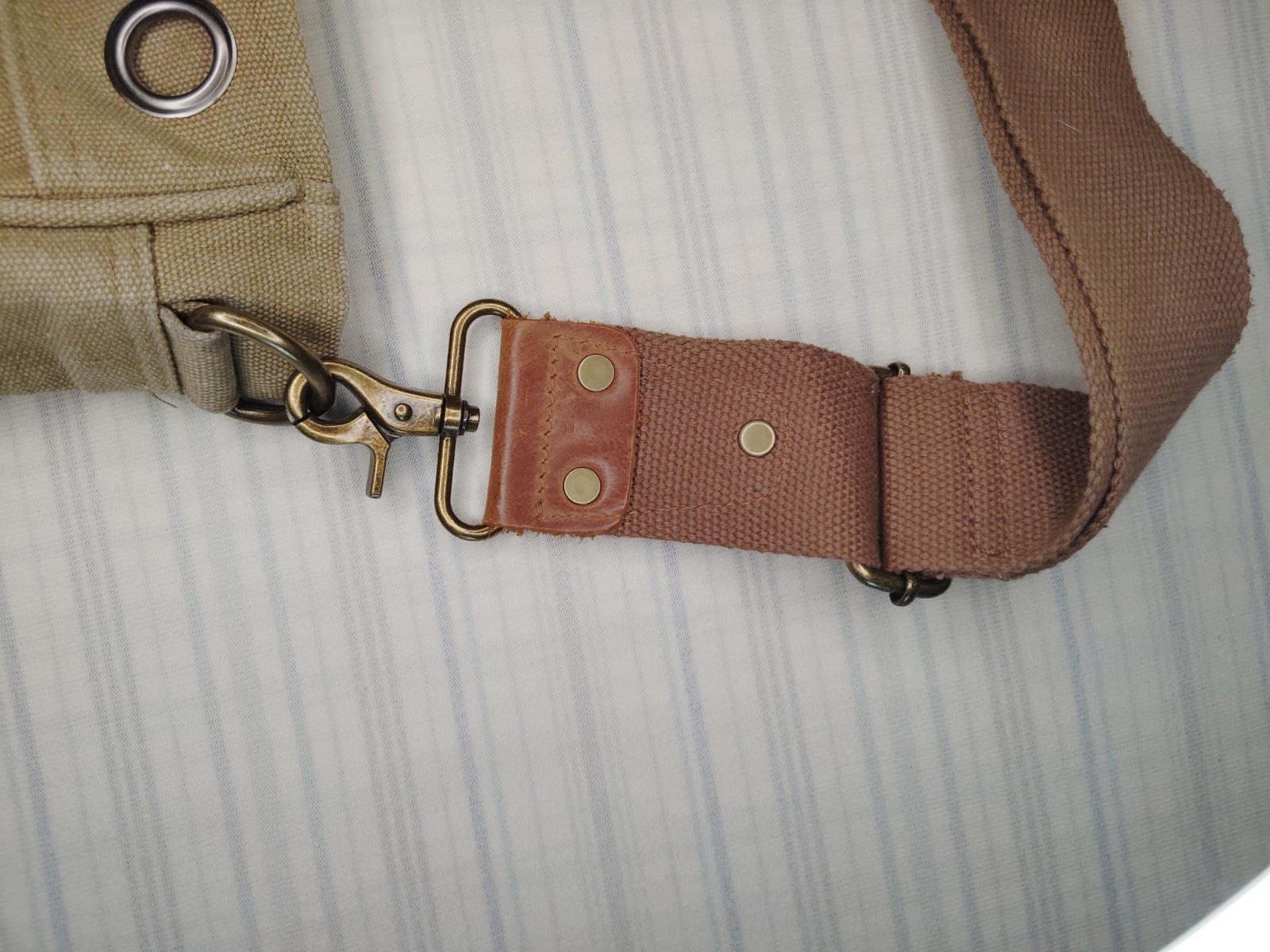 Canvas Crossbody Messenger Bag Tan Brown Faux Leather Trim Shoulder Satchel…