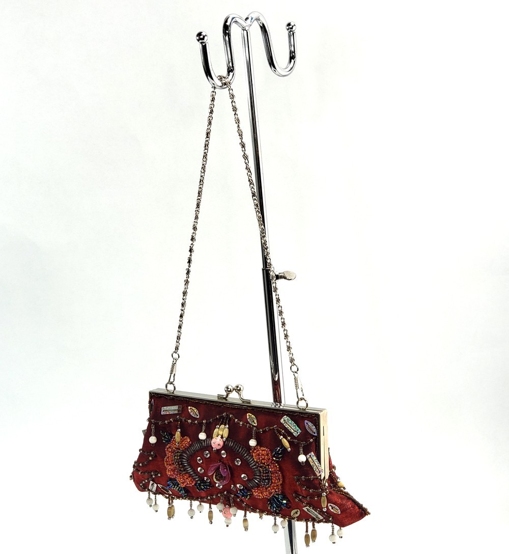 Sequined Beaded Evening Bag with Crossbody Chain Style #73,74,75,76