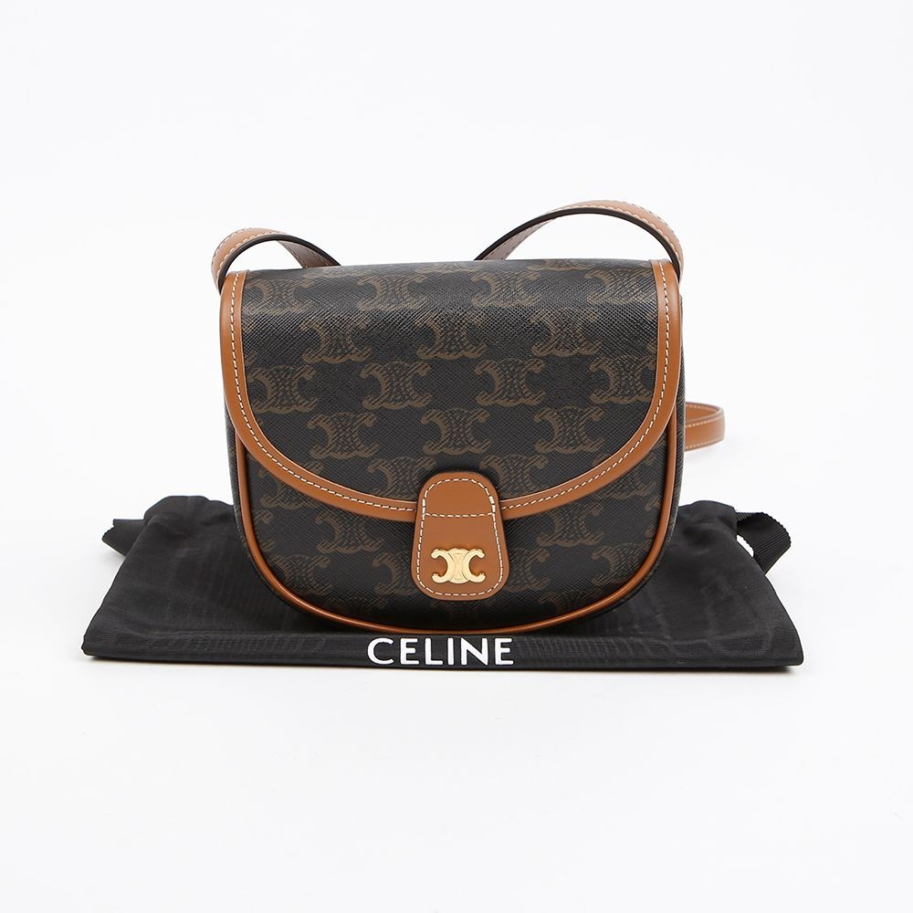 Celine Mini Triomphe Canvas Calf Shoulder Bag 158641893 [P]