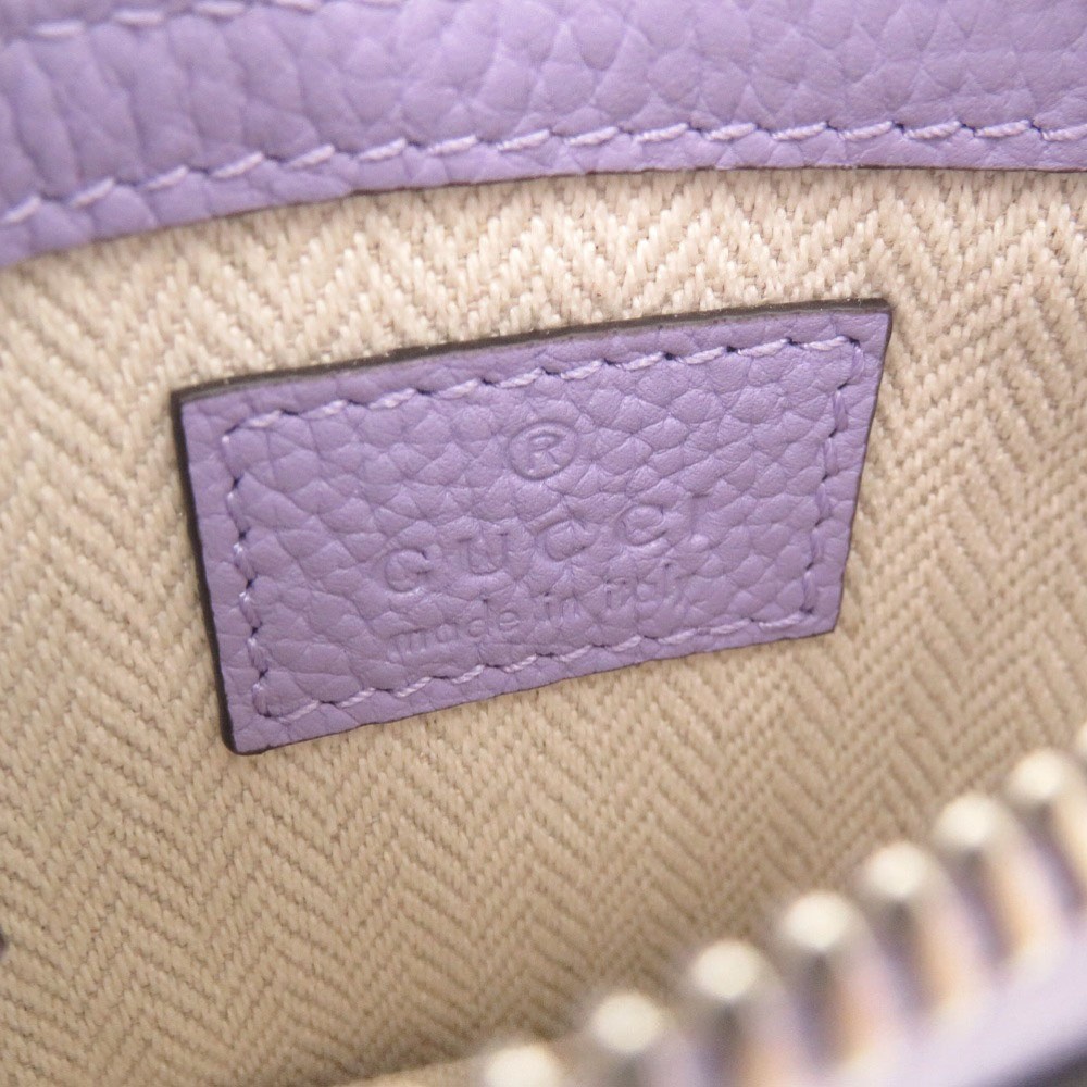 AUTHENTIC GUCCI 821831 Logo Micro Mini Shoulder Bag purple Leather