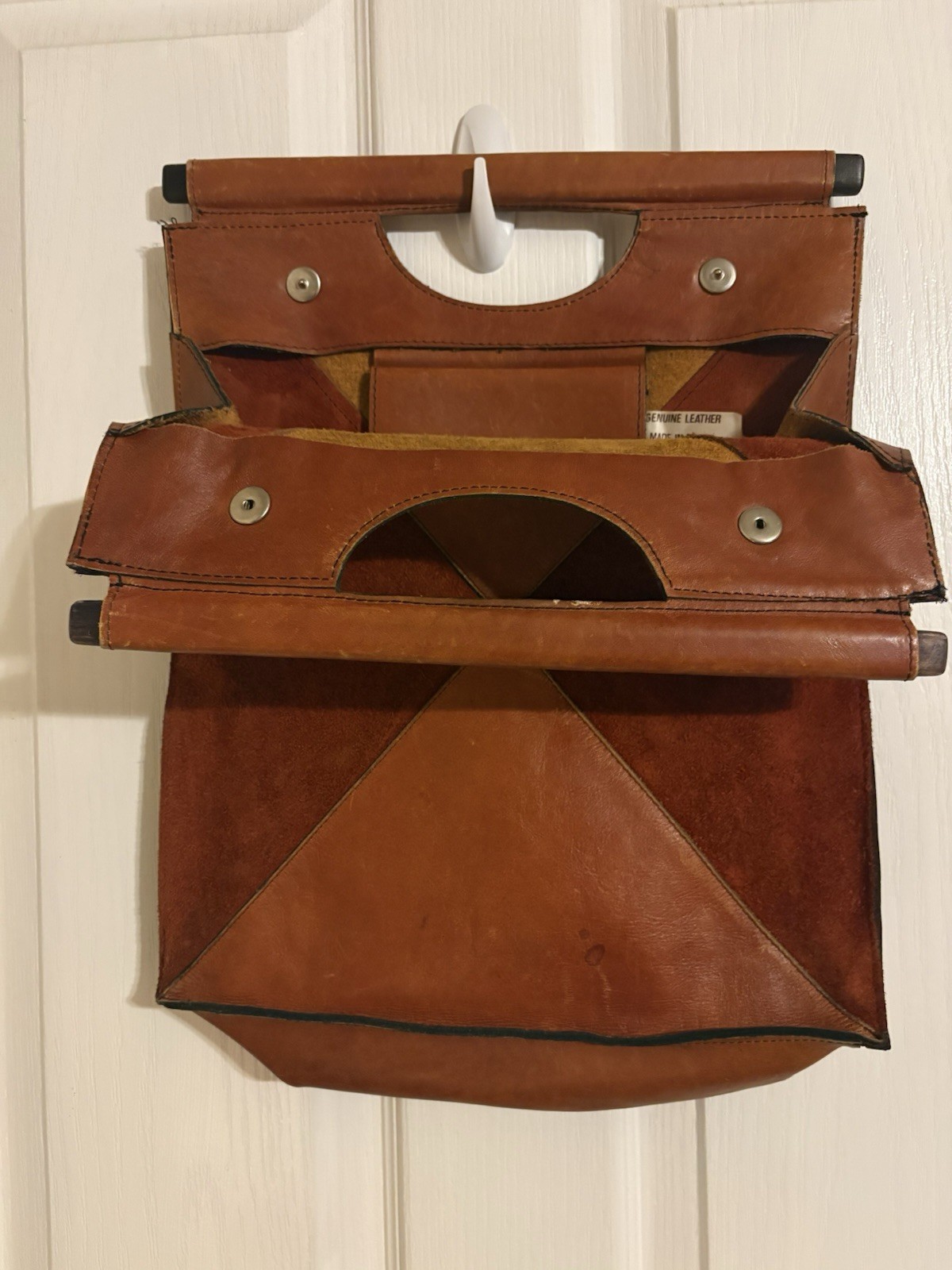 Vintage one of a kind brown blocktop handle bag. Genuine leather made in Brasil