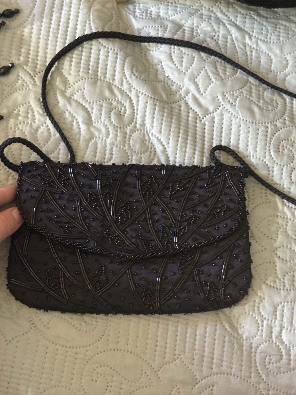 Beautiful Beaded/Sequined Black Evening Shoulder Bag